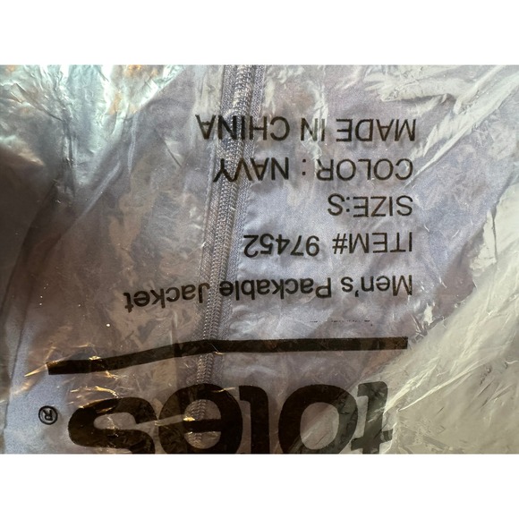 Totes Men's Packable Jacket Navy Blue Water Resistant Lightweight Small - Picture 4 of 5